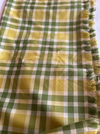 Mantel de mesa vintage cuadros verde y amarillo