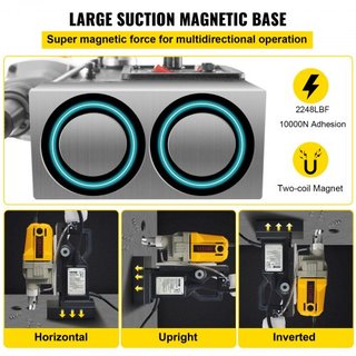 Taladro Magnético, 1100W Diámetro de Perforación de 4 cm, 2697lbf/12000N Taladro Magnético Eléctrico Portátil con 7 Brocas, Máquina de Perforación de 580 RPM para Cualquier Superficie y Mejora del...