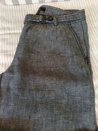 Pantalón de lino gris mujer