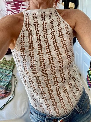 Top halter blanco crochet calado