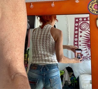 Top halter blanco crochet calado