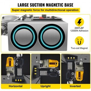 Taladro Magnético, 1100W Diámetro de Perforación de 4 cm, 2697lbf/12000N Taladro Magnético Eléctrico Portátil con 12 Brocas, Máquina de Perforación de 580 RPM para Cualquier Superficie y Mejora de...