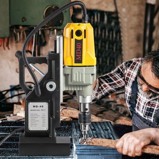 Taladro Magnético, 1100W Diámetro de Perforación de 4 cm, 2697lbf/12000N Taladro Magnético Eléctrico Portátil con 12 Brocas, Máquina de Perforación de 580 RPM para Cualquier Superficie y Mejora de...
