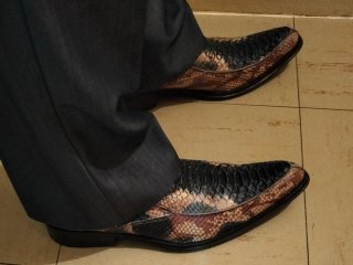 Zapatos y cinturón de piel exótica