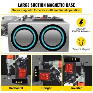 Taladro Magnético, 1200W Diámetro de Perforación de 4 cm, 2922lbf/13000N Taladro Magnético Eléctrico Portátil con Velocidad Variable, Máquina de Perforación de 580 RPM para cualquier Superficie y ...