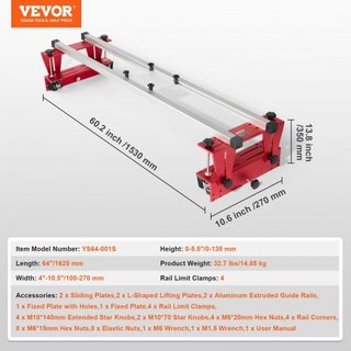 Router Sled, 64 pulgadas/162.6 cm, Jig de Aplanado de Lamas Portátil y Fácil de Ajustar, Router Sled de Carpintería DIY para Aplanar Lamas, Máquina de Planificación y Recorte de Guía de Lamas para...