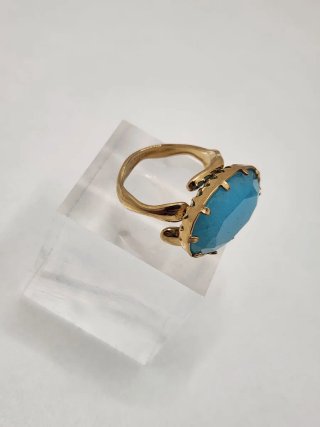 Anillo Chapado Oro Ajustable Turquesa