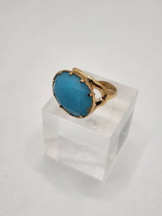 Anillo Chapado Oro Ajustable Turquesa