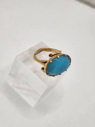 Anillo Chapado Oro Ajustable Turquesa
