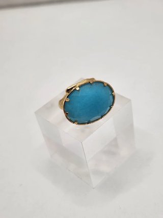 Anillo Chapado Oro Ajustable Turquesa