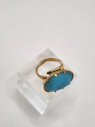 Anillo Chapado Oro Ajustable Turquesa