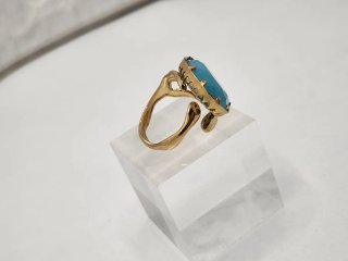 Anillo Chapado Oro Ajustable Turquesa