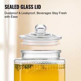 Dispensatore di Bevande, Dispensatori da 1.5 Gal/5.5 L per Feste, Dispensatore di Succo in Vetro con Supporto, Rubinetto in Acciaio Inox, Dispensatore per Tè Ghiacciato, Limonata, Succo,...