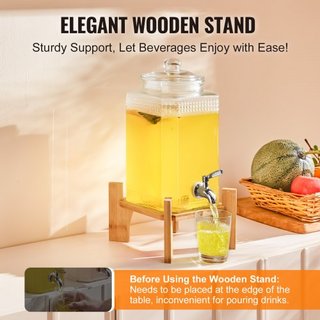 Dispensatore di Bevande, Dispensatori da 1.5 Gal/5.5 L per Feste, Dispensatore di Succo in Vetro con Supporto, Rubinetto in Acciaio Inox, Dispensatore per Tè Ghiacciato, Limonata, Succo,...