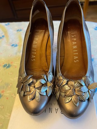 Zapatos Hispanitas mujer tacón oro/plata