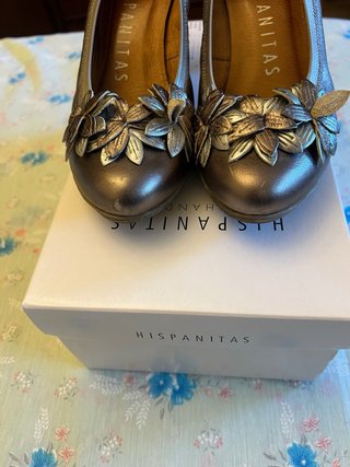 Zapatos Hispanitas mujer tacón oro/plata