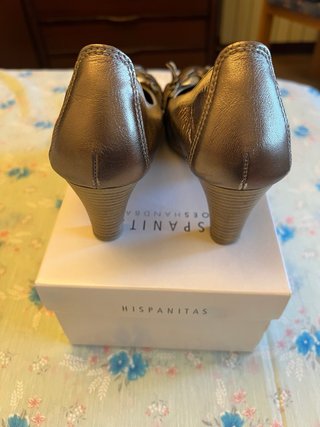 Zapatos Hispanitas mujer tacón oro/plata