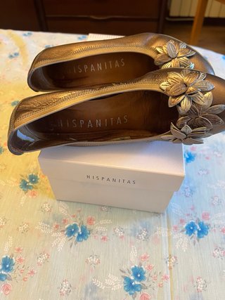 Zapatos Hispanitas mujer tacón oro/plata