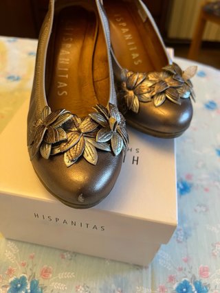 Zapatos Hispanitas mujer tacón oro/plata