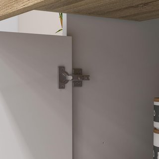 Credenza Moderna per Cucina, Alta, Con Ripiani Regolabili, Mobile Credenza e Dispensa per Cucina, Soggiorno, Salone, Con Armadietti, Cassetto, 98X39X180Cm, Bianco, Legno