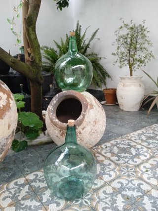 2 Damajuanas  Antiguas verde y azul