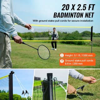 Juego de Red de Bádminton, Red de Bádminton Portátil para Playa, Parque y Jardín, Conjunto de Equipos de Bádminton para Adultos y Niños con Postes, Bolsa de Transporte, 4 Raquetas de Hierro y 3 Vo...