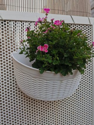 Fioriere sospese in resina Rattan bianco