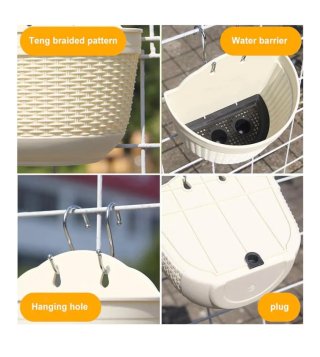 Fioriere sospese in resina Rattan bianco