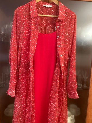 Vestido Cortefiel Rojo Estampado Talla M