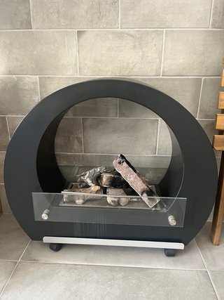 Chimenea Bioetanol Negra con Cristal