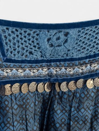 Vestido Boho Étnico Azul