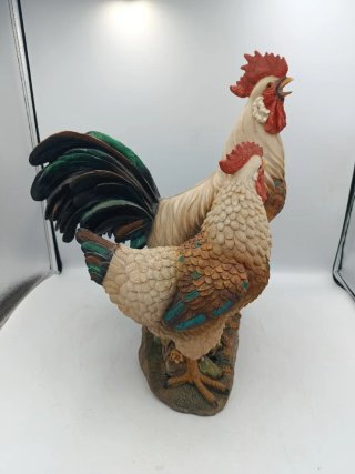 FIGURA DE GALLINA Y GALLO DECORATIVO