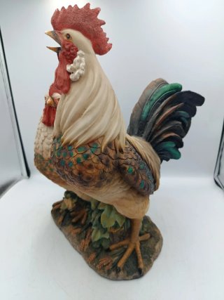 FIGURA DE GALLINA Y GALLO DECORATIVO