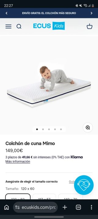 Cuna Sundvik + colchón Ecus Kids Mimo (cómo nuevo)