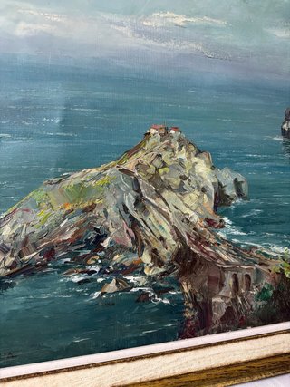 Oleo sobre lienzo de San Juan de Gaztelugatxe