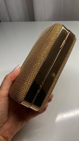 Bolso de fiesta dorado con cristales