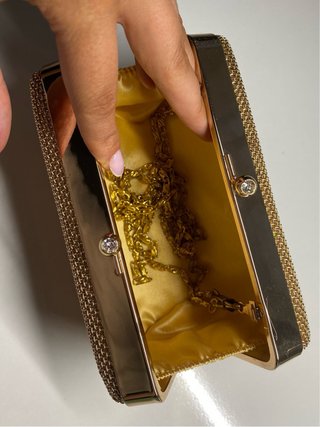 Bolso de fiesta dorado con cristales
