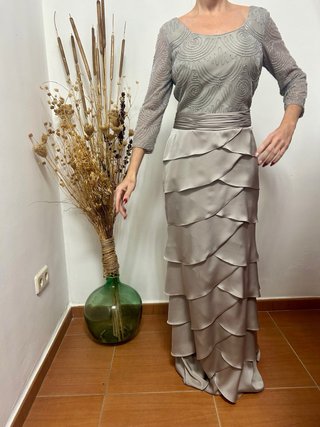 Vestido fiesta largo gris eventos NUEVO