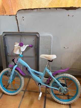 Bicicleta infantil azul con cesta