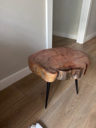 Mesa auxiliar madera maciza y metal