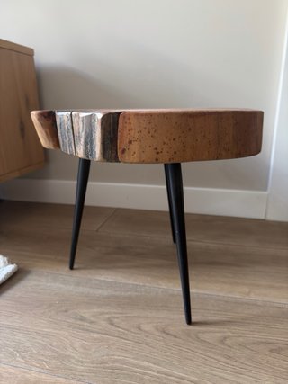 Mesa auxiliar madera maciza y metal