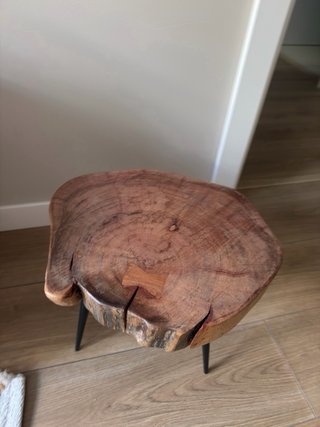 Mesa auxiliar madera maciza y metal