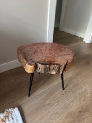 Mesa auxiliar madera maciza y metal