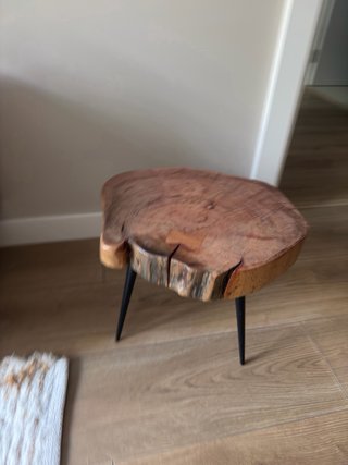 Mesa auxiliar madera maciza y metal