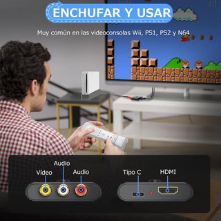 Adaptador CAMWAY RCA a HDMI 1080P Retro