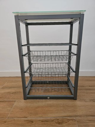 Mobiletto per verdure in metallo e vetro