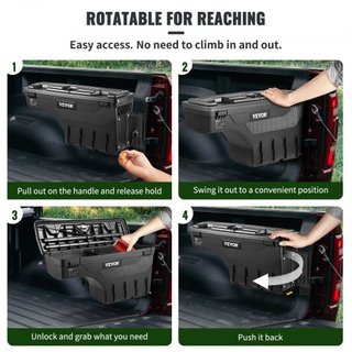 Caja de Almacenamiento para Cama de Camión, Tapa Cerrable, Caja de Herramientas de ABS Impermeable para Rueda de 6.6 Gal/20 L con Candado de Contraseña, Compatible con Dodge Ram 1500 2019-2021, La...