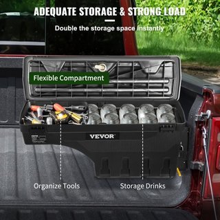 Caja de Almacenamiento para Cama de Camión, Tapa Cerrable, Caja de Herramientas de ABS Impermeable para Rueda de 6.6 Gal/20 L con Candado de Contraseña, Compatible con Dodge Ram 1500 2019-2021, La...