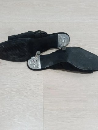 Sandalias Zara Tacón Negro Talla 39