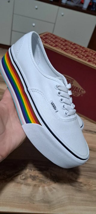 Vans Platform Scarpe Arcobaleno Bianche
